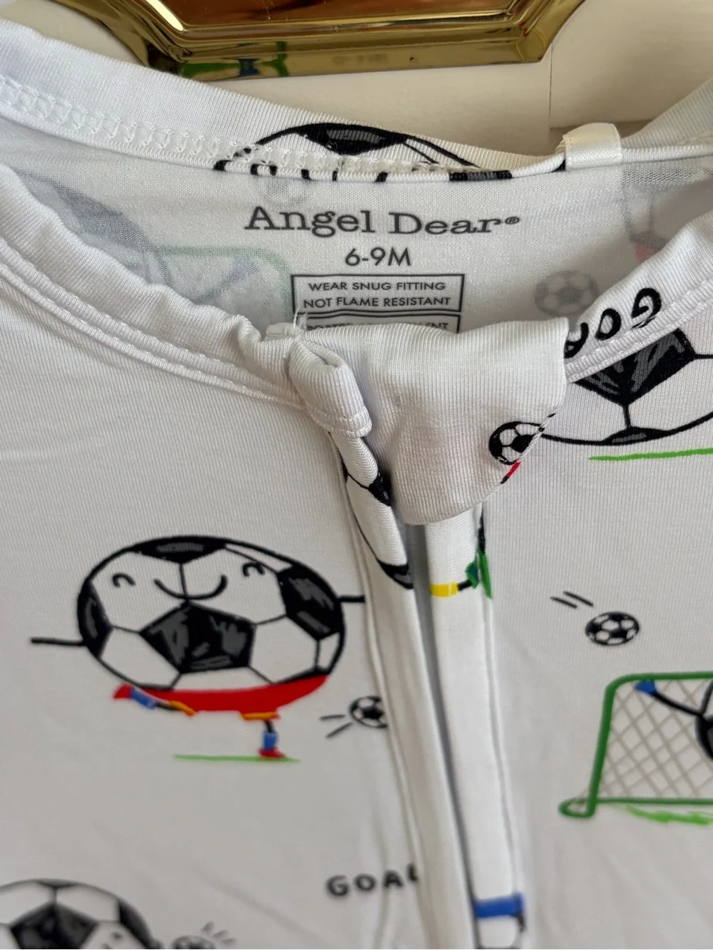 NWT Angel Dear Bamboo Soccer Print Zipper Footie Pajama